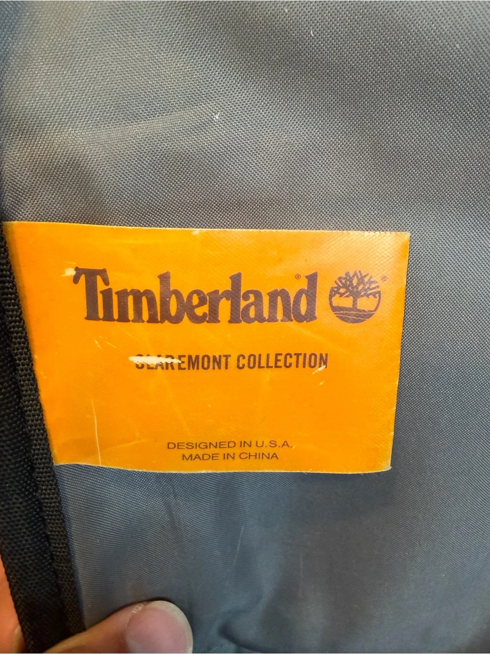 Timberland Navy and Tan Men's Outdoor Backpack with Front Elastic Cord